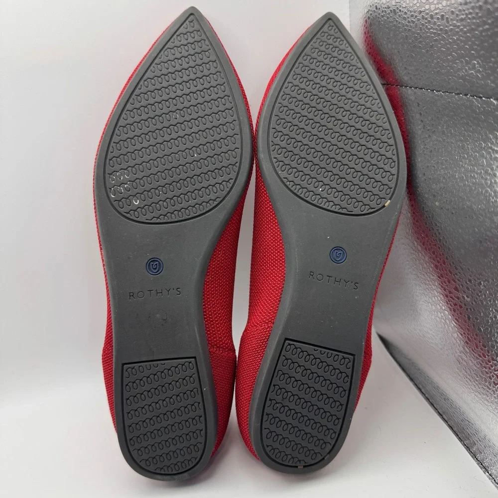 Rothys The Point Red Knit Pointed Toe Ballet Flats Women's Size 10 Preppy Luxury